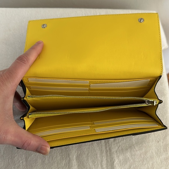 Celine Continental Large Black with Yellow Interior Snap Wallet - Picture 5 of 11